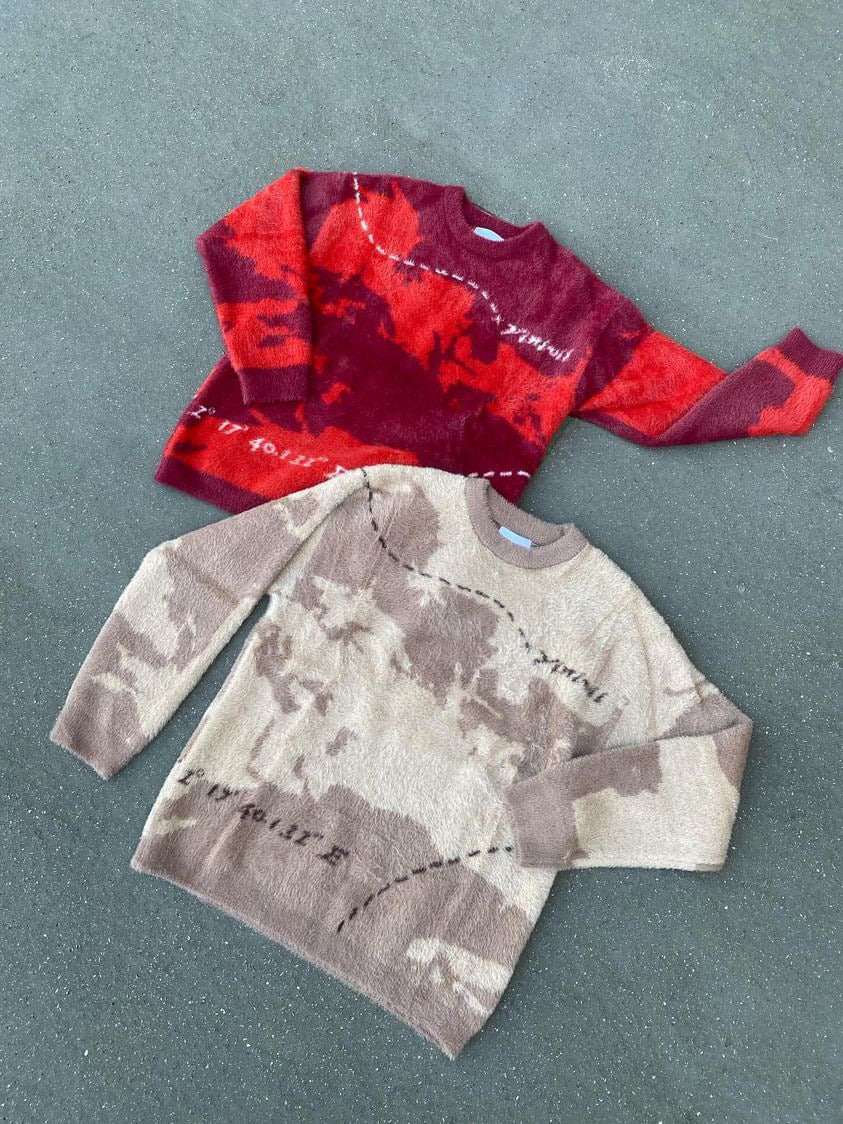 Pull fluffy « le chemin » marron
