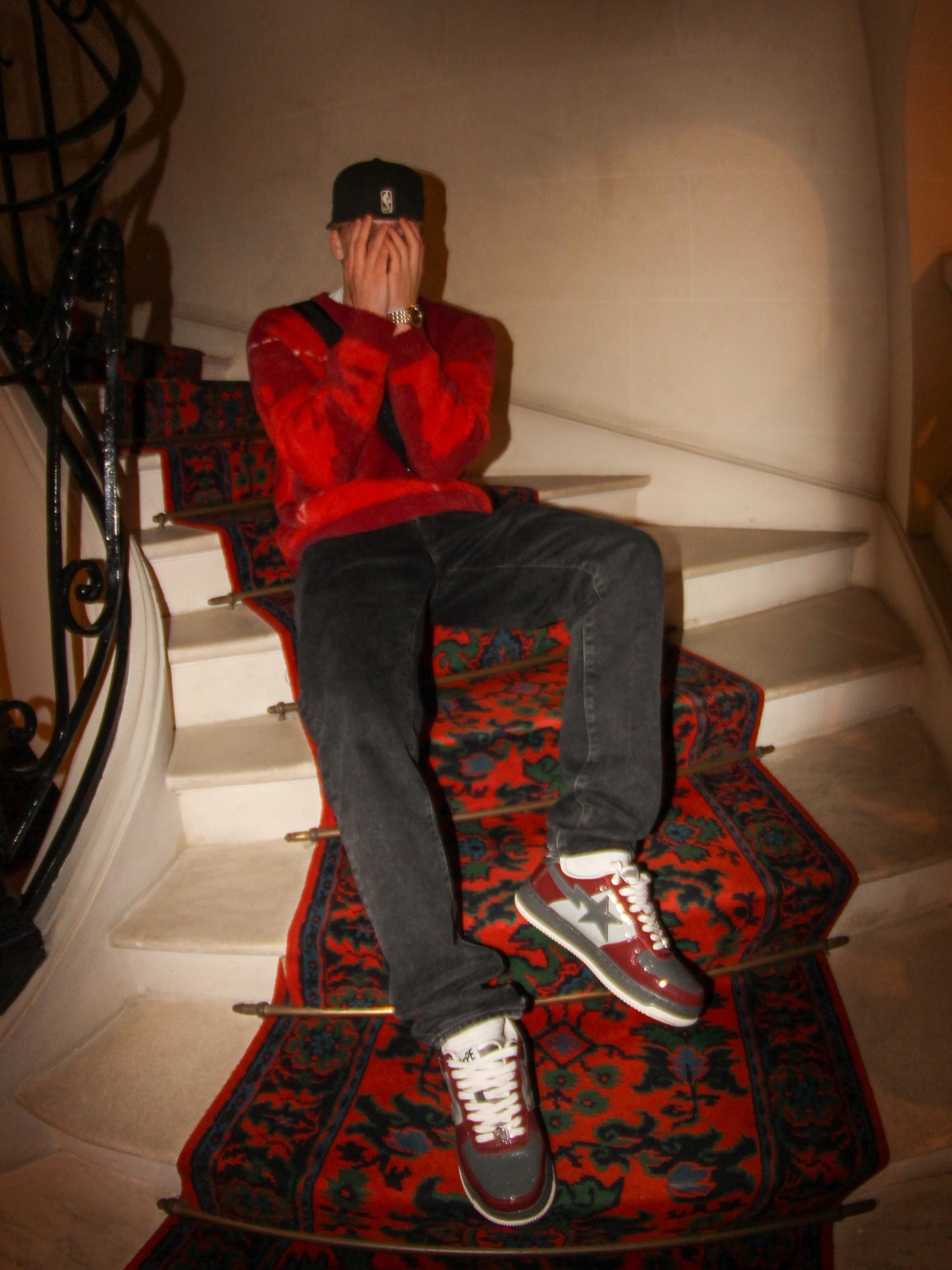 Pull fluffy « le chemin » rouge